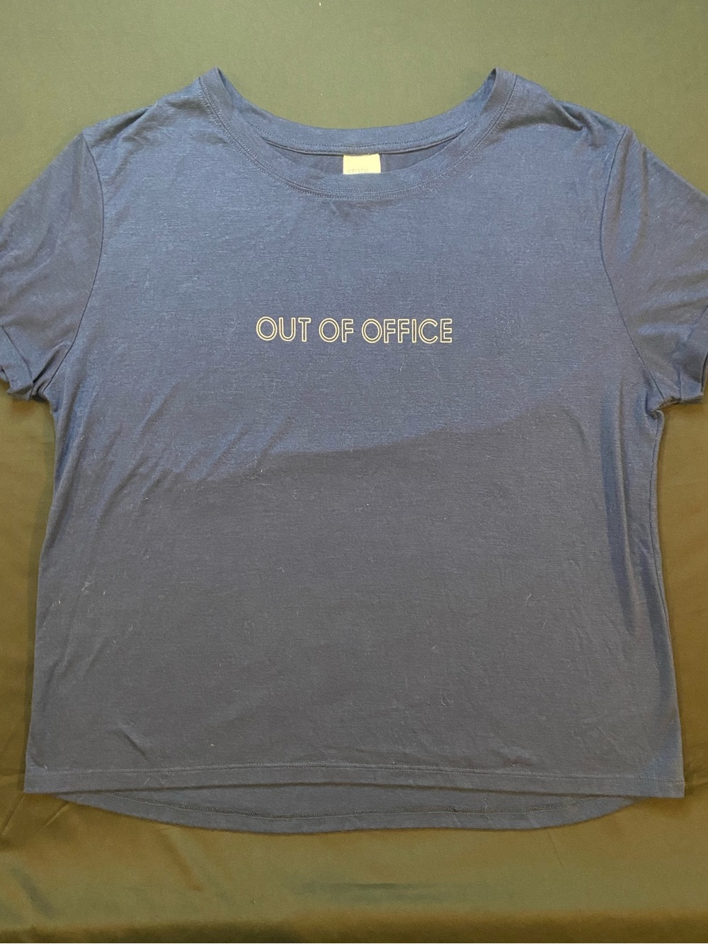 Navy Tee with "OUT OF OFFICE" Graphic
